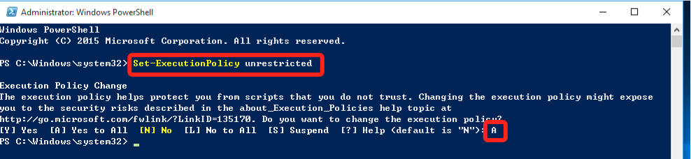 Set-ExecutionPolicy unrestricted